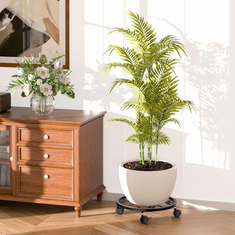 KOOKASHOP 10" Plant Caddy with Wheels, 1 Pack Plant Stand with Wheels, 360° Lockable Plant Rollers Plant Dolly, Plant Tray with Casters for Indoor and Outdoor. - Image 2